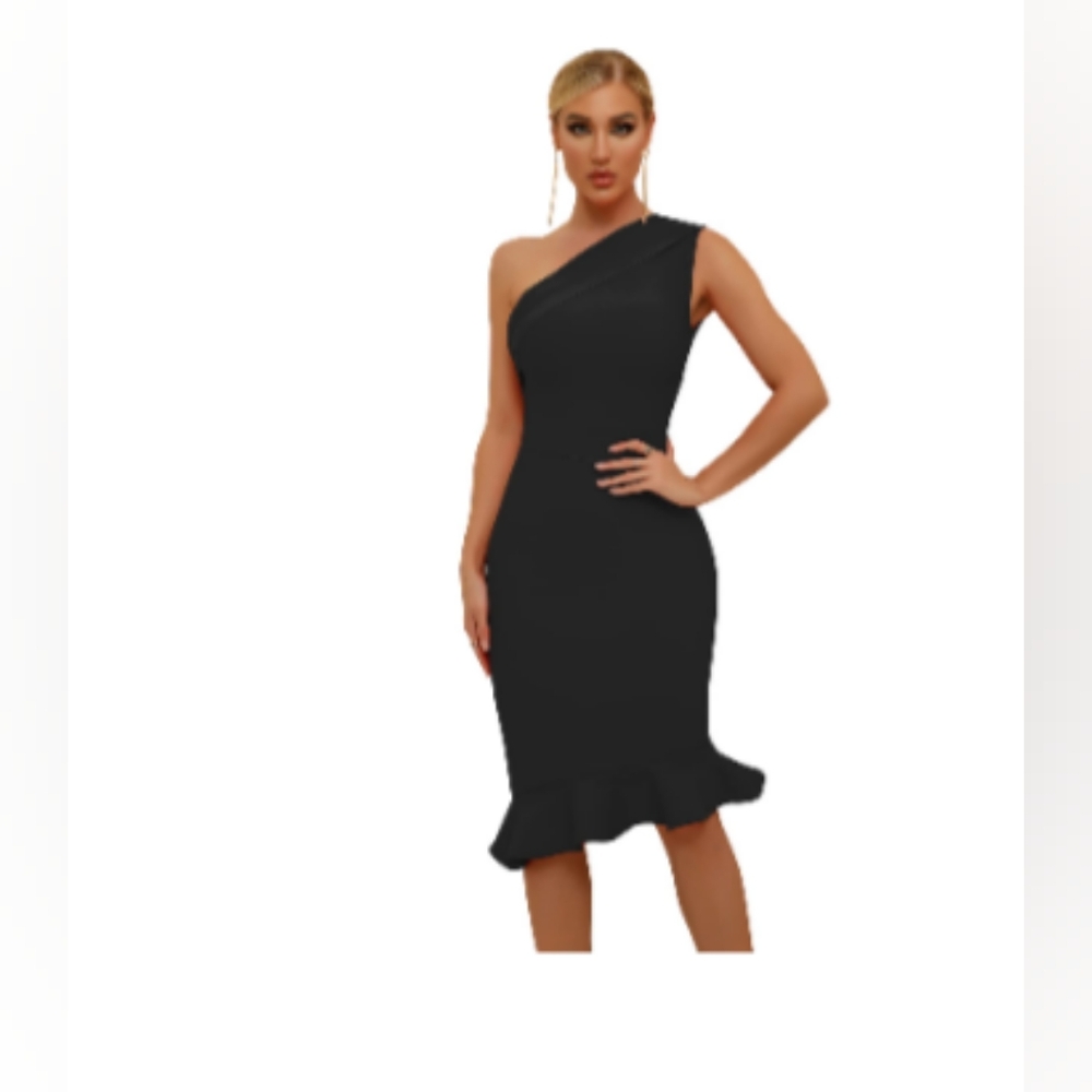 Elegant Black One-Shoulder Dress